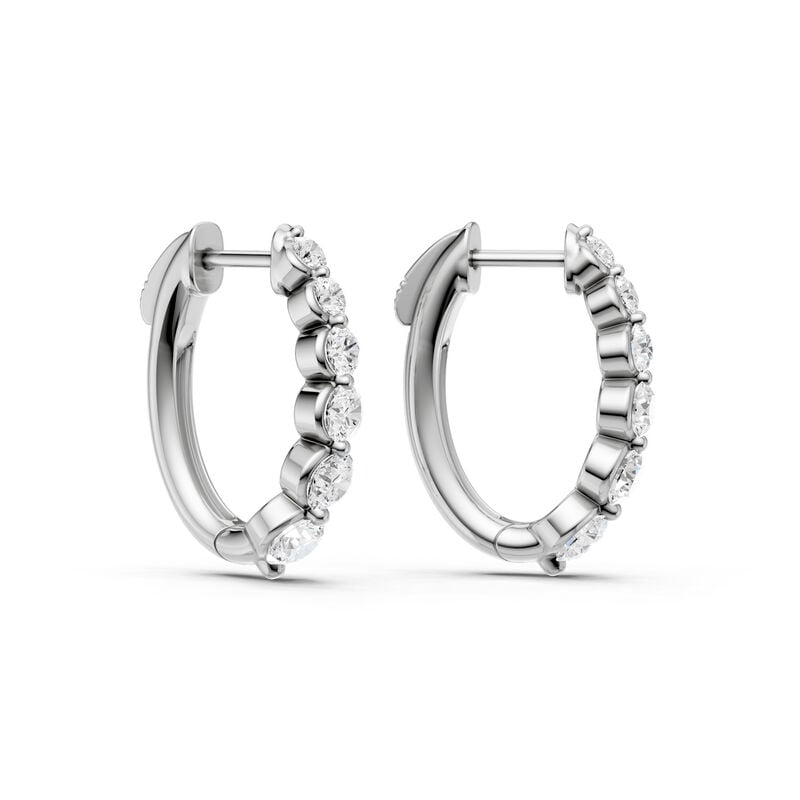 Lab Grown Diamond 2ctw. Graduated Hoop Earrings in 10k White Gold image number null